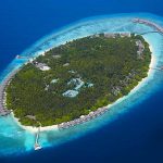 la isla de Dusit Thani Maldives desde el cielo