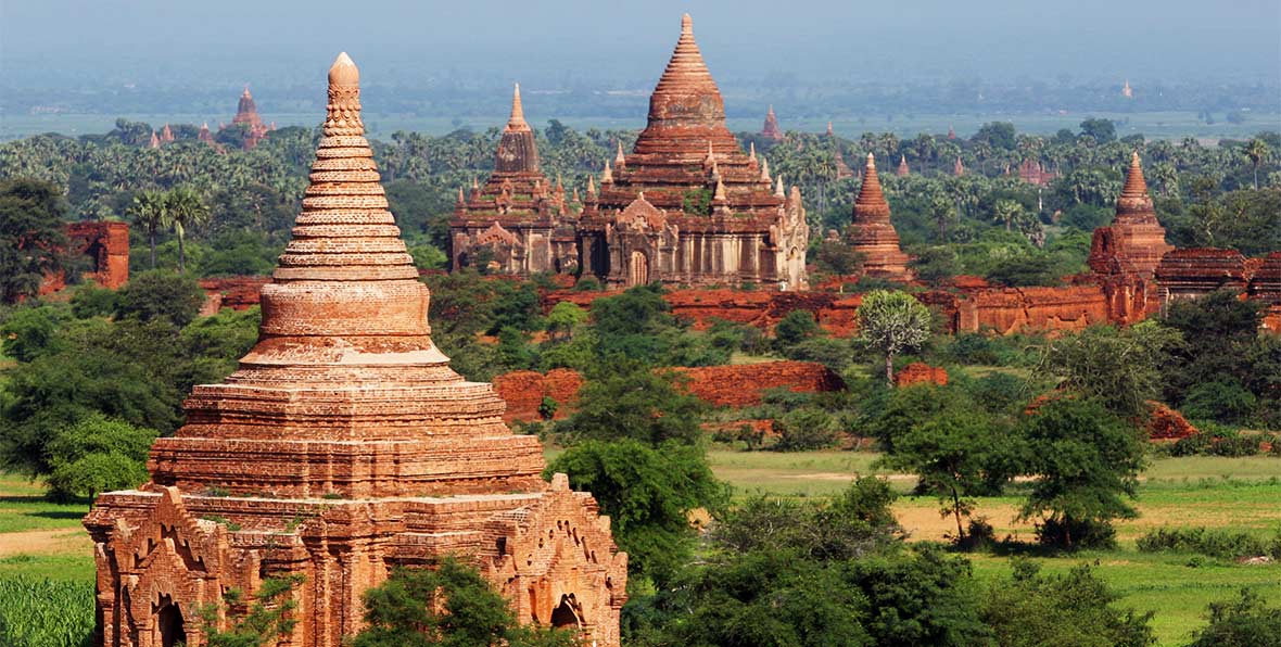 viaje a birmania: vista panoramica de la region de Bagán