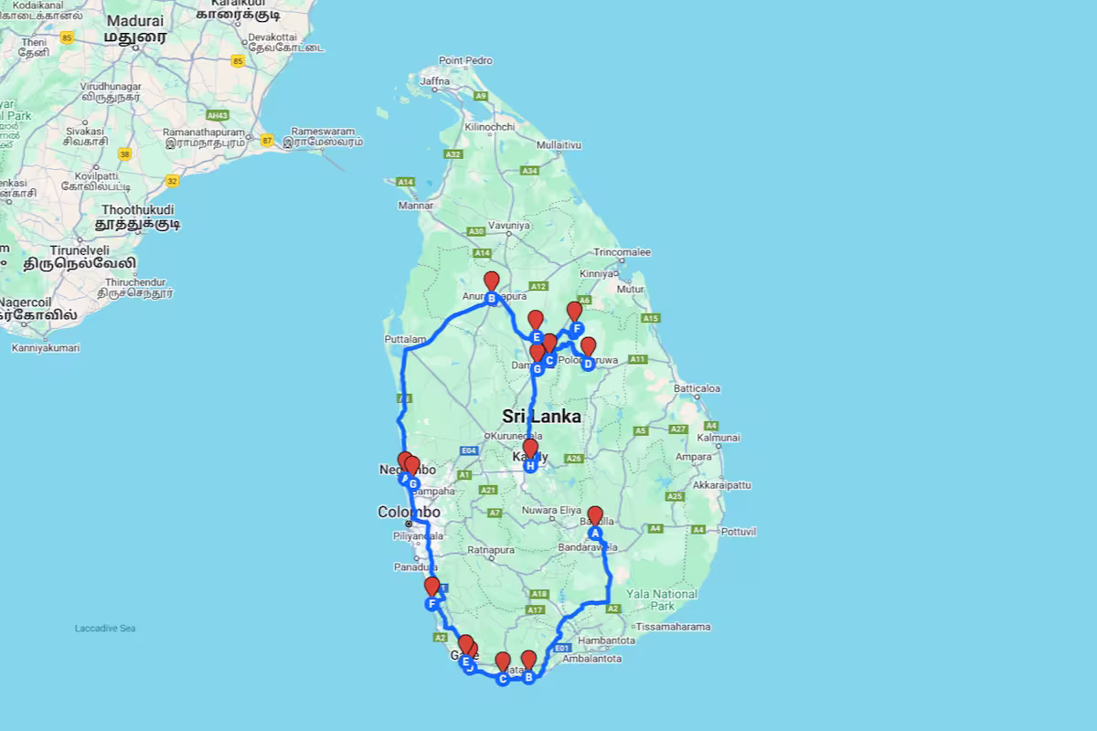 Itinerario Sri Lanka días recomendados ruta